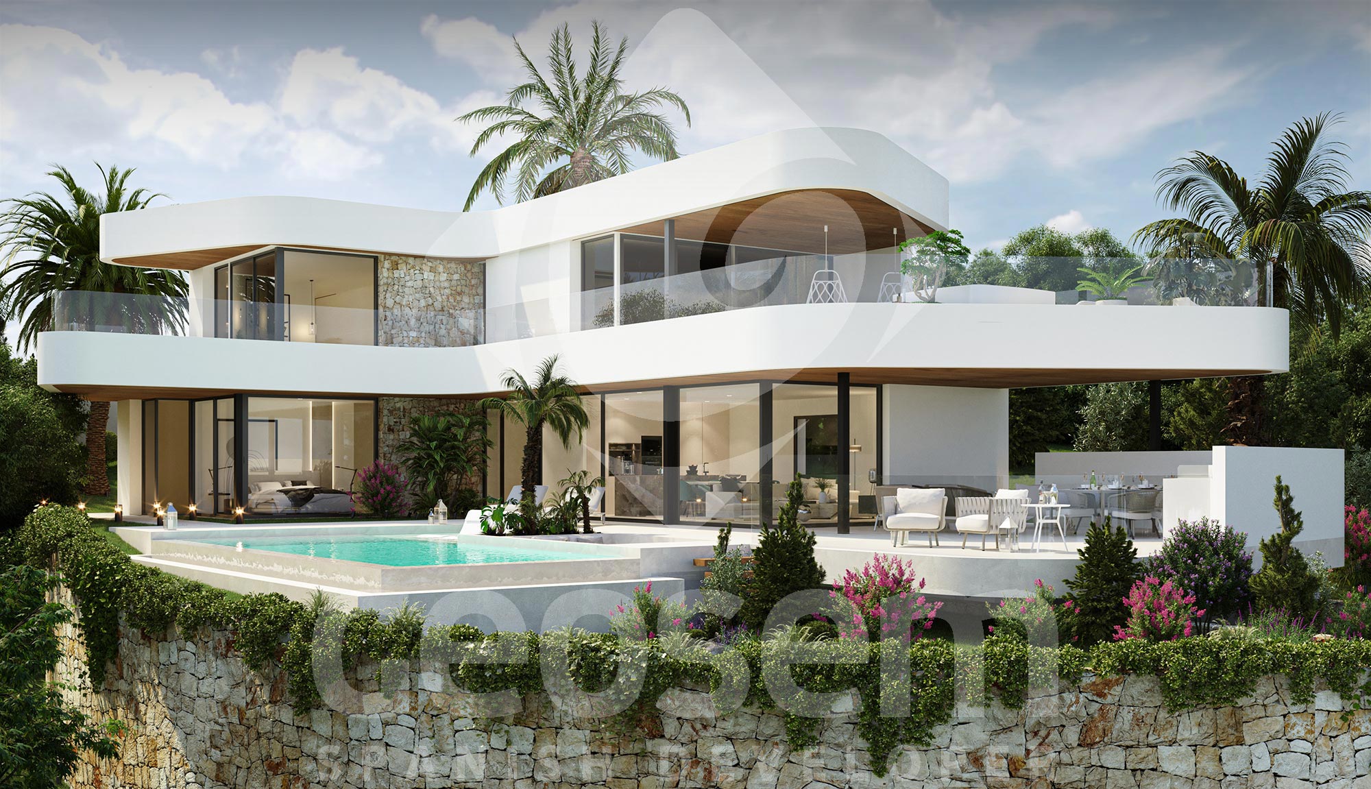 This villa is located in a quiet area of Cumbre del Sol, with impressive sea views