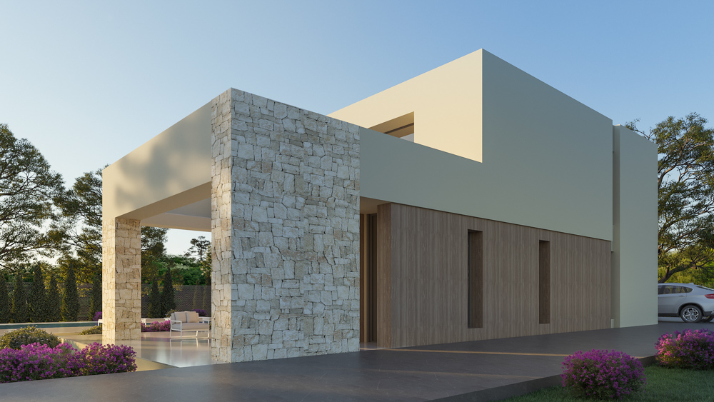 Esta moderna villa está situada en la tranquila urbanización La Cala en Javea,