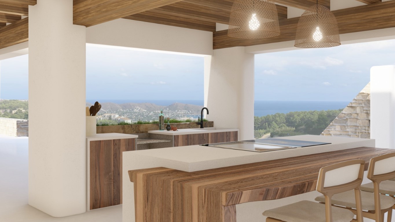 6358MOR - 6358MOR Preciosa villa de estilo ibicenco con vistas al mar en construcción en venta en Moraira