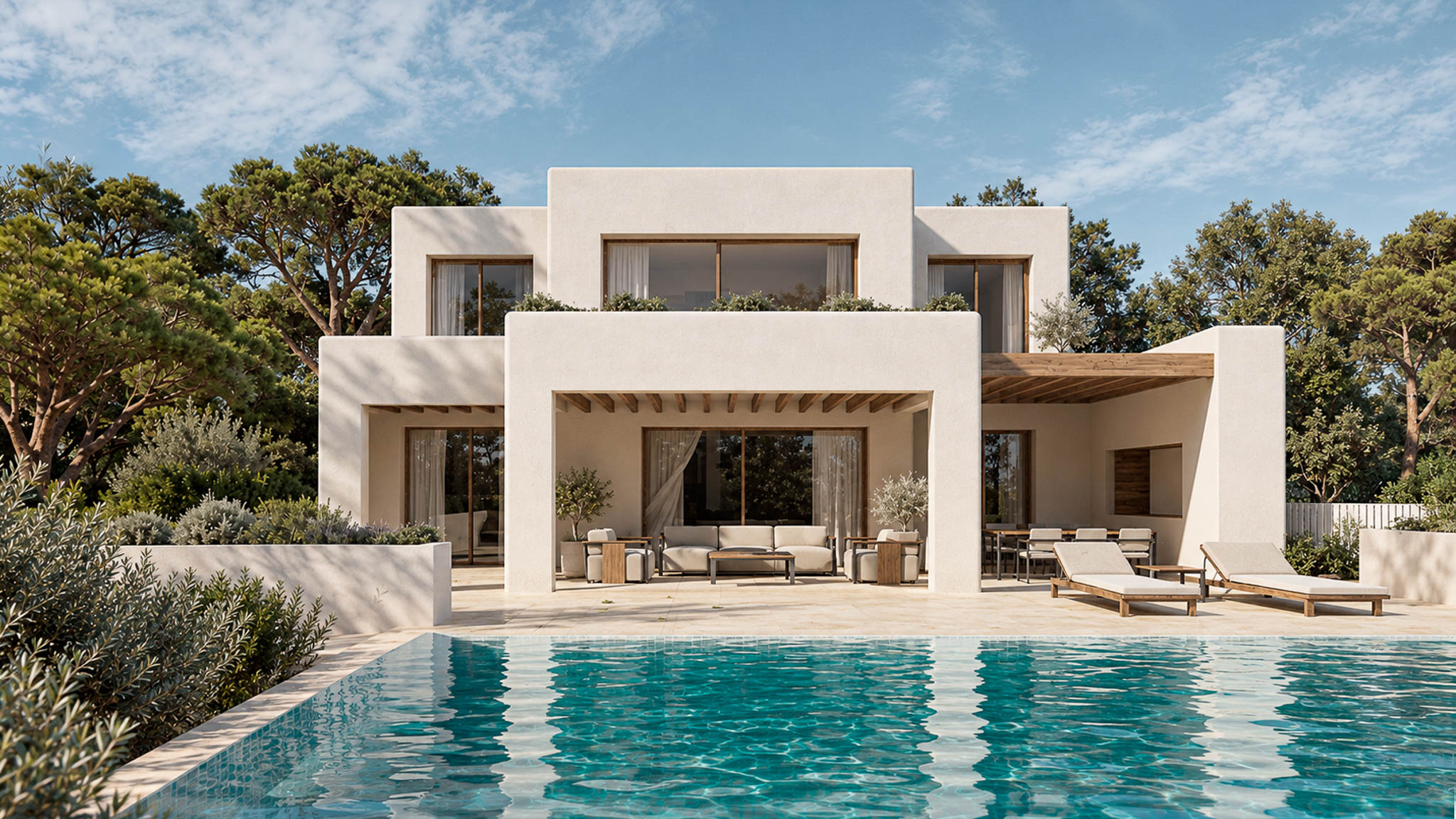 4554BEN Villa de style Ibiza avec vue sur la mer à vendre à La Fustera, Benissa
