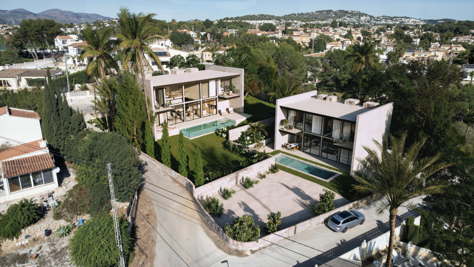 4570CAL Moderna villa de obra nueva a 500 m de la playa, en venta en Calpe