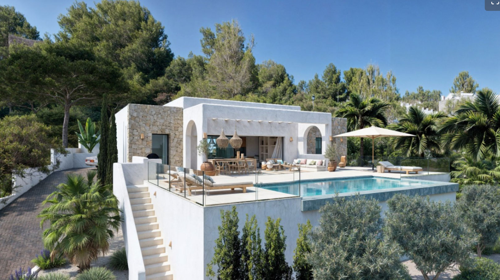 OFF7120PED Nieuwbouwwilla in Ibiza-stijl met panoramisch uitzicht op de bergen, te koop in Pedreguer