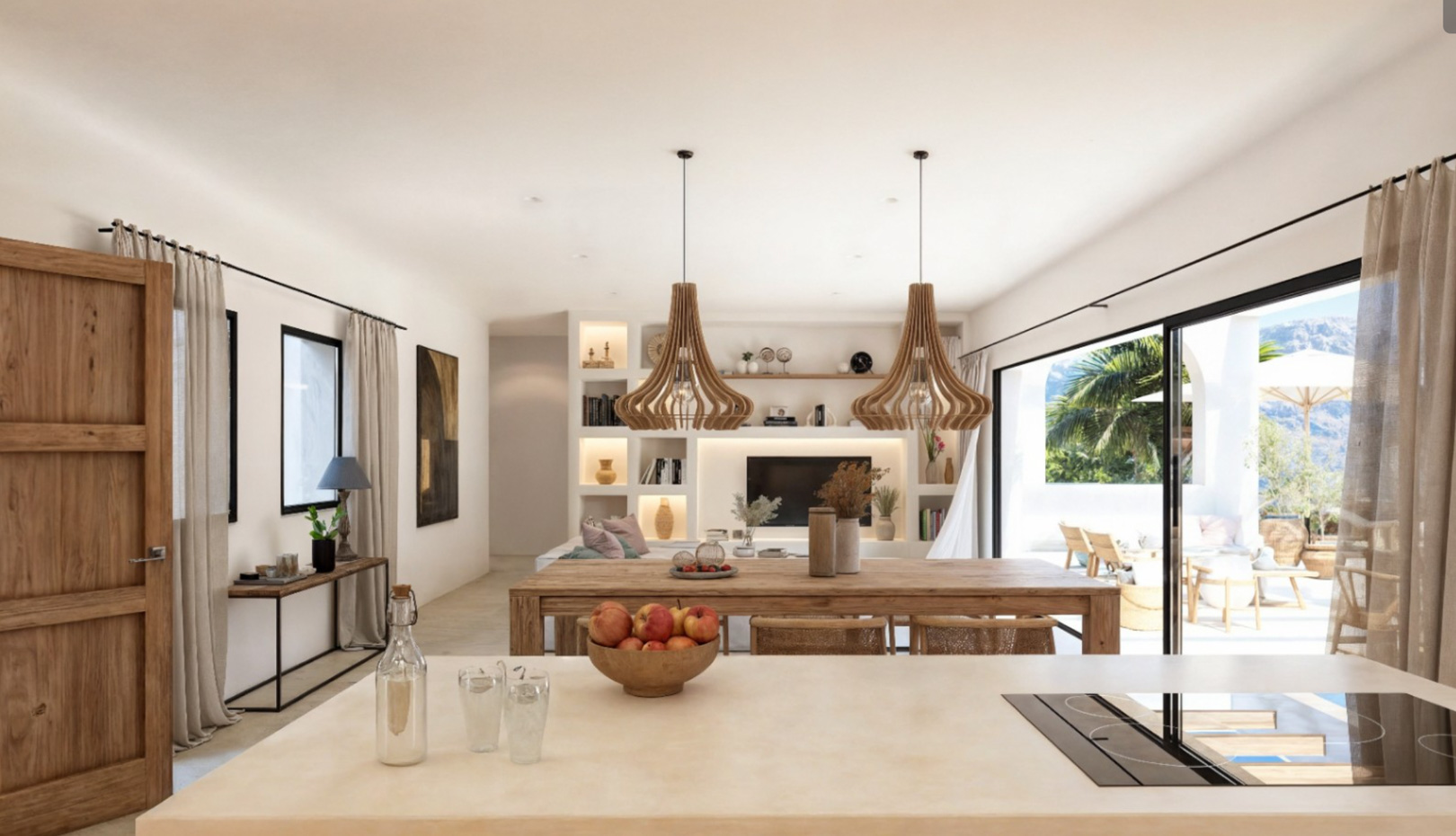 OFF7120PED Nieuwbouwwilla in Ibiza-stijl met panoramisch uitzicht op de bergen, te koop in Pedreguer