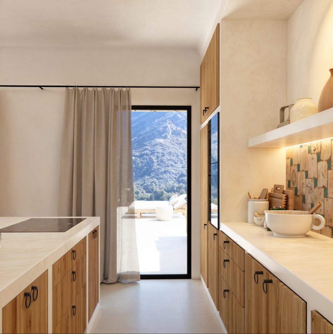 OFF7120PED Nieuwbouwwilla in Ibiza-stijl met panoramisch uitzicht op de bergen, te koop in Pedreguer
