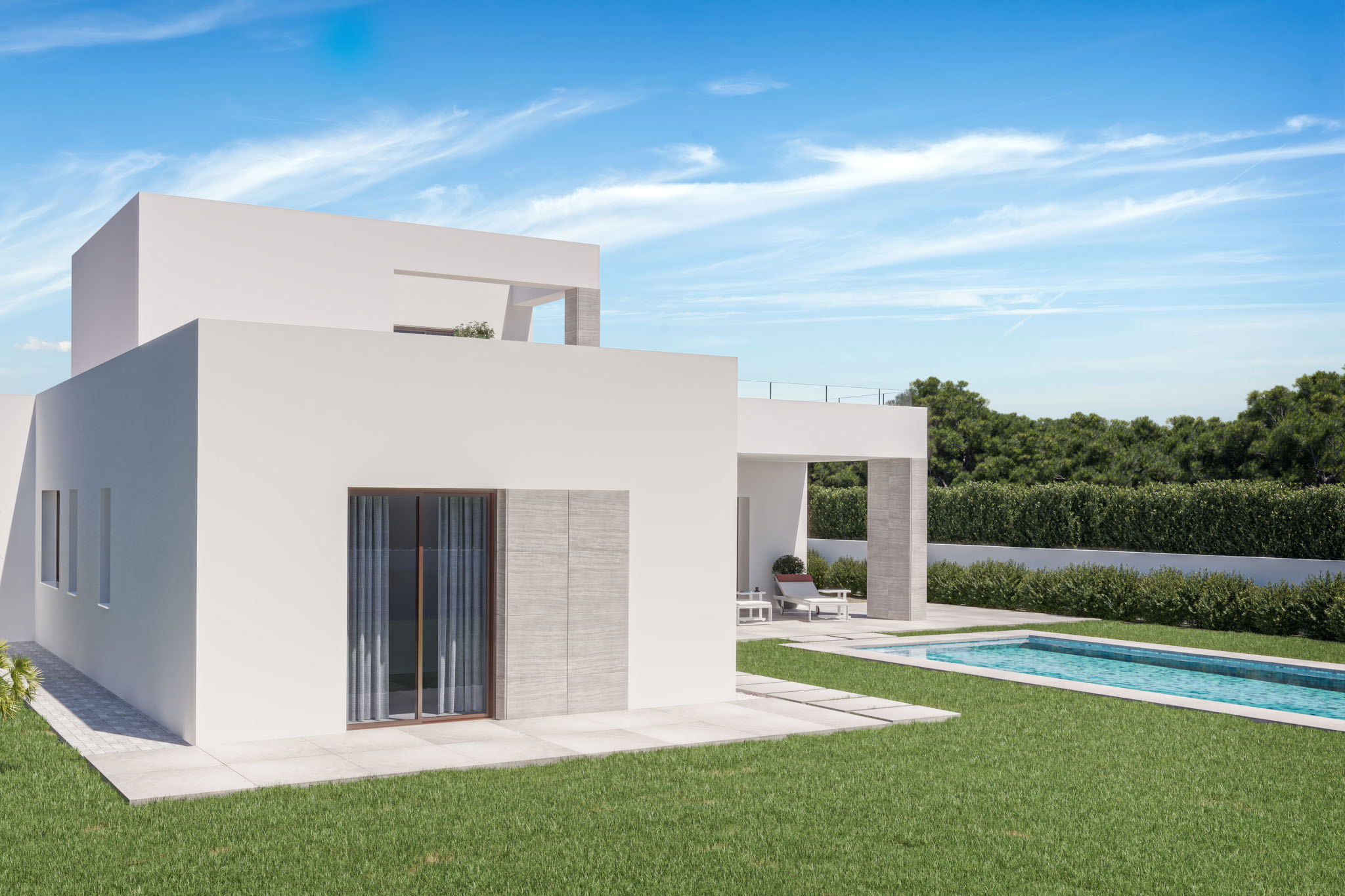 8351BEN - 8315BEN Villa neuve en construction avec vue sur la mer et la montagne.